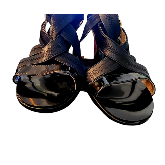 MICHAEL KORS Black Patent Leather Strappy, Cone Heel Women's Sandals Size 8.5 - Picture 7 of 7